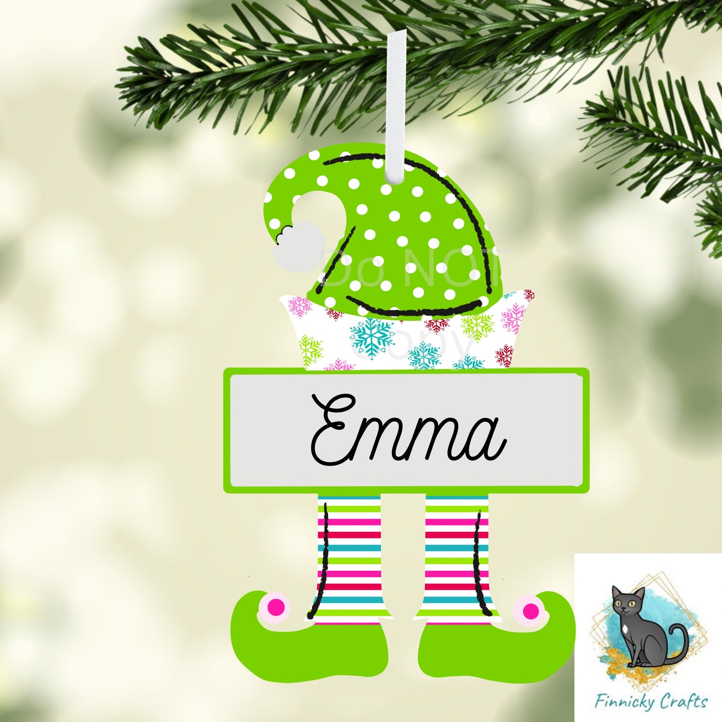 Green Red Elf Sign Tag - Customizable, Christmas Ornament, Christmas Tag, Nightlight, Sublimation, Digital, PNG, Design, MDF and Acrylic