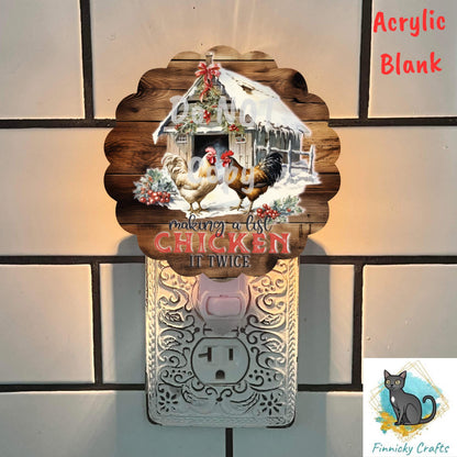 Scallop Blank, Making a List Chicken it Twice, Sign, Sublimation, Digital, PNG, Design, Acrylic, Nightlight, Ornament