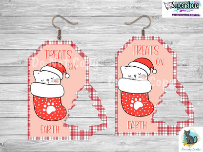 Treats on Earth Cat Tag with Tree Christmas Design png