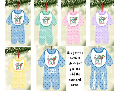 Baby's First Christmas Ornament Bundle png - Digital Design - Download - Kid Pajamas