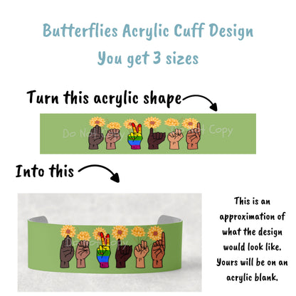 Be Kind ASL, American Sign Language , Bracelet Cuff Sublimation Designs - Small, Medium, Large PNG files - Jewelry, Hands