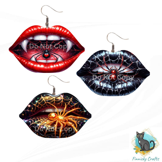Spooky Spider Halloween Lips -Sublimation Digital Design Bundle - MDF - Acrylic - Night Light - Suncatcher - Earrings - Decor