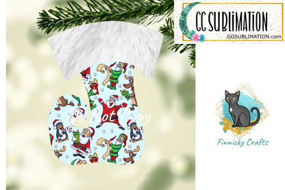 Santa Squad Swirl Stocking Christmas Ornament png - With and without words
