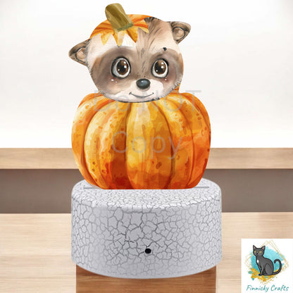 Raccoon in Pumpkin png - Sublimation Designs - Acrylic Light Base - Halloween Decor - Jack O'Lantern, Night Light