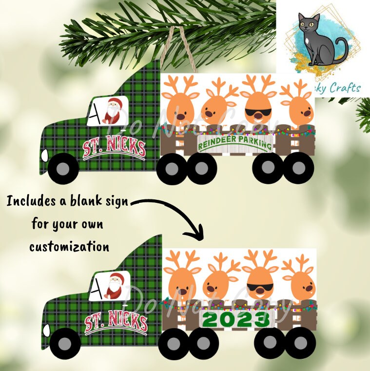18 Wheeler, Santa, Reindeer, Truck,Sublimation, Digital, PNG, Design, Download Only, Ornament, Decoration, Sign