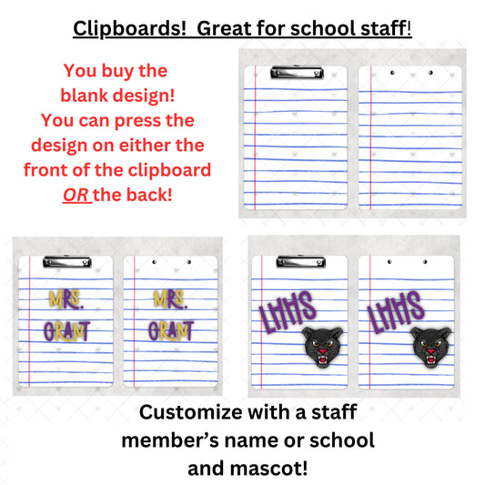 Customizable Teacher, Student, School Staff, Coach, Gift, Clipboard, Sublimation, Digital Design, PNG, Download, Decoration, Back to School