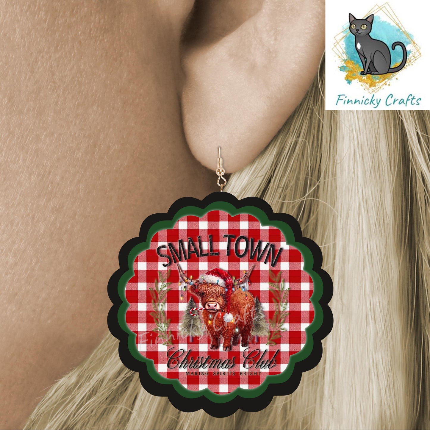 Scallop Blank, Highland Cow, Sign, Sublimation, Digital, PNG, Design, Acrylic, DTF, MDF, Nightlight, Ornament, Earrings