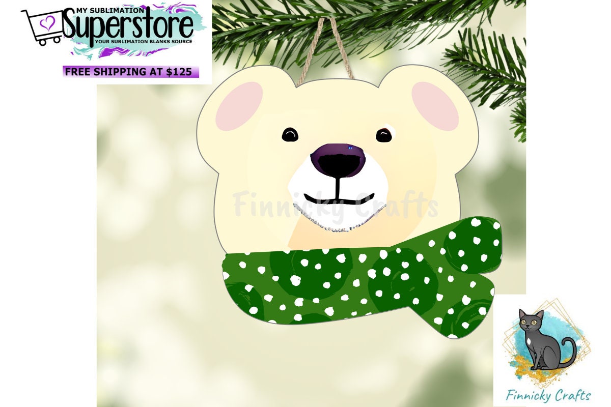 Polar Bear with Festive Scarf Christmas Ornament Bundle png