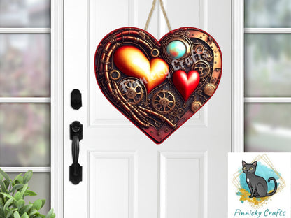 Steampunk Heart, Earrings, Keychain, Wall Hanger, Door Hanger, Sublimation, Digital, PNG, Design, Download Only