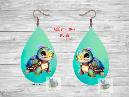 Customizable Sea Turtle Teardrop Shape png - Earrings Png - Turtle Download