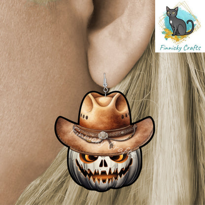 Spooky Cowboy Jack o'Lantern Bundle, Sublimation, Digital, PNG Design, Download for Earrings, Nightlight, Decor, Door Hanger, Keychain