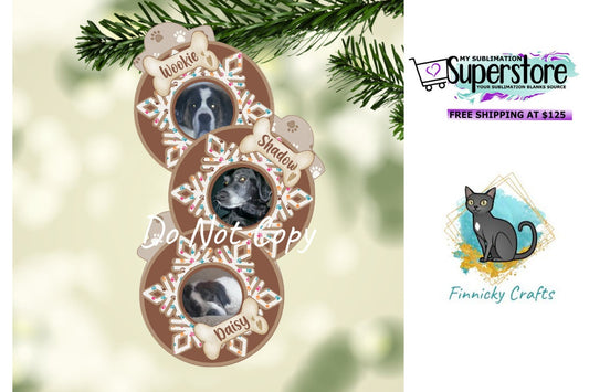 Customizable Trio Bulb Dog Snowflake Christmas Ornament png