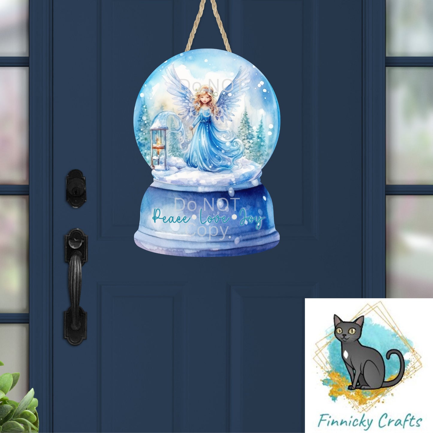 Blue Angel Snow Globe Ornament Add Personalization - earrings, night light, sign -  Christmas Ornament Digital File, Night Light