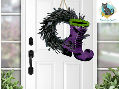 Fall, Halloween, Witch's Boot, Spooky, Welcome, Round, Coaster, Door Wall Hanger, Sublimation, Digital, PNG, Design, Download Only, Tiered