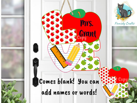 School, Love, Teacher, Gift, Cute, Sublimation, Digital Design, PNG, Download, Decoration,Earring,DoorHanger,Ornament