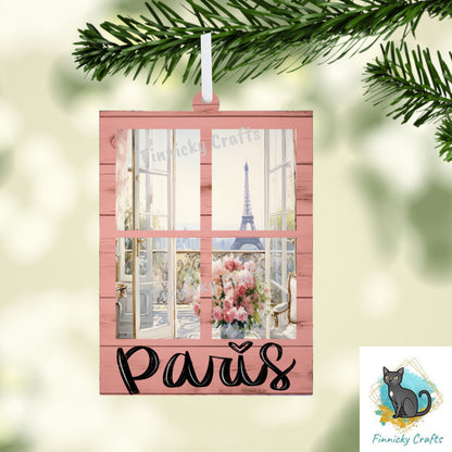 Paris Window Scene Spring Ornament, Nightlight, Sublimation, Digital, PNG, Design, Download, 2 piece, window overlay