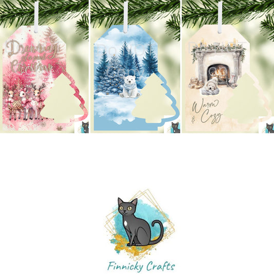 Tag with Tree Christmas Design Bundle png - Ornament - Key Ring - Bag Charm - Door Hanger