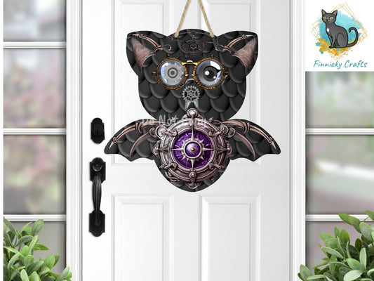 Steampunk Chubby Bat, Halloween Sign, Earrings, Ornament png, Digital Download
