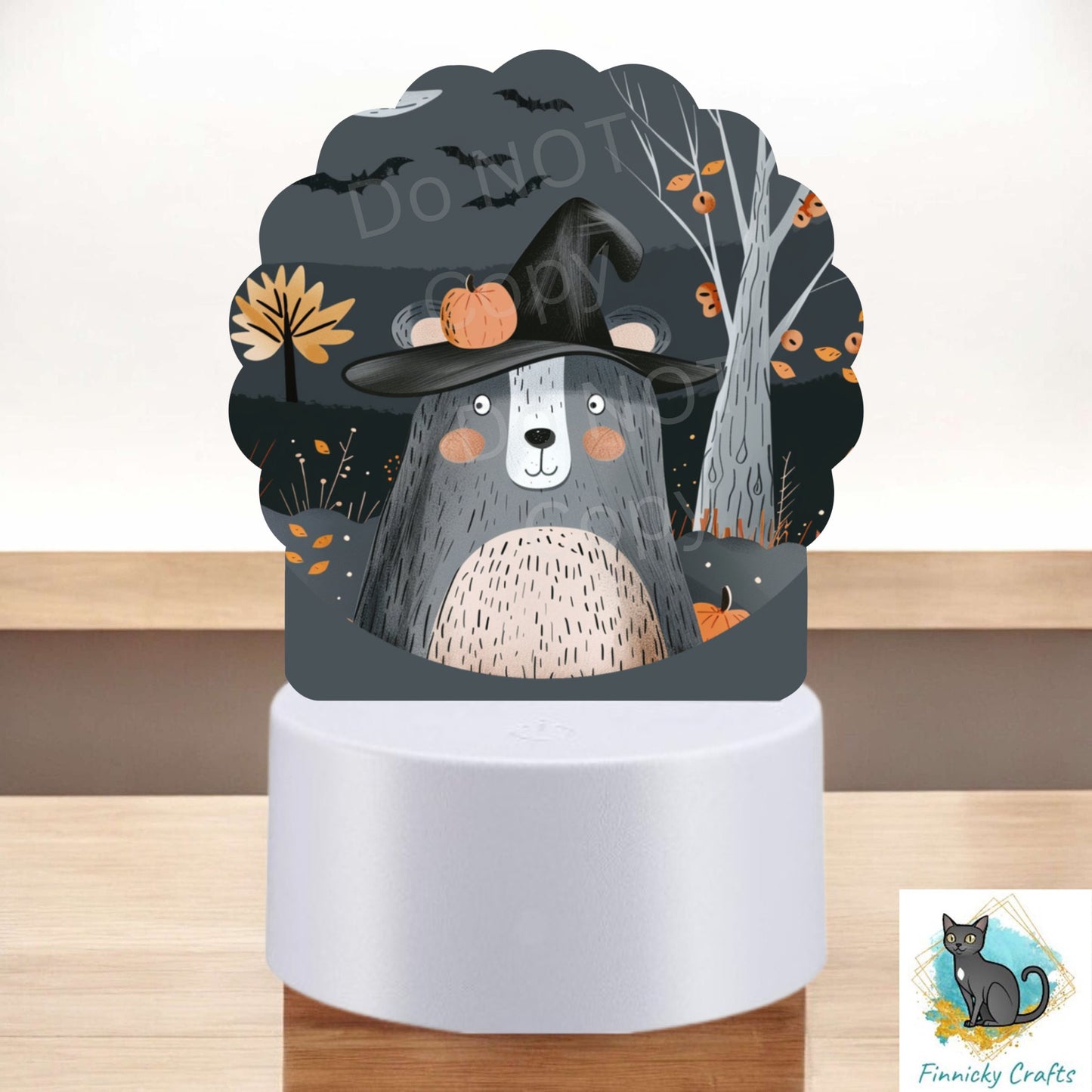 Witch Bear, Scallop Light Base Acrylic, Sign, Sublimation, Digital, PNG, Design, Acrylic, Nightlight