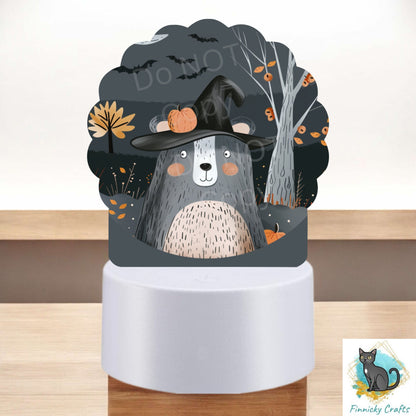 Witch Bear, Scallop Light Base Acrylic, Sign, Sublimation, Digital, PNG, Design, Acrylic, Nightlight