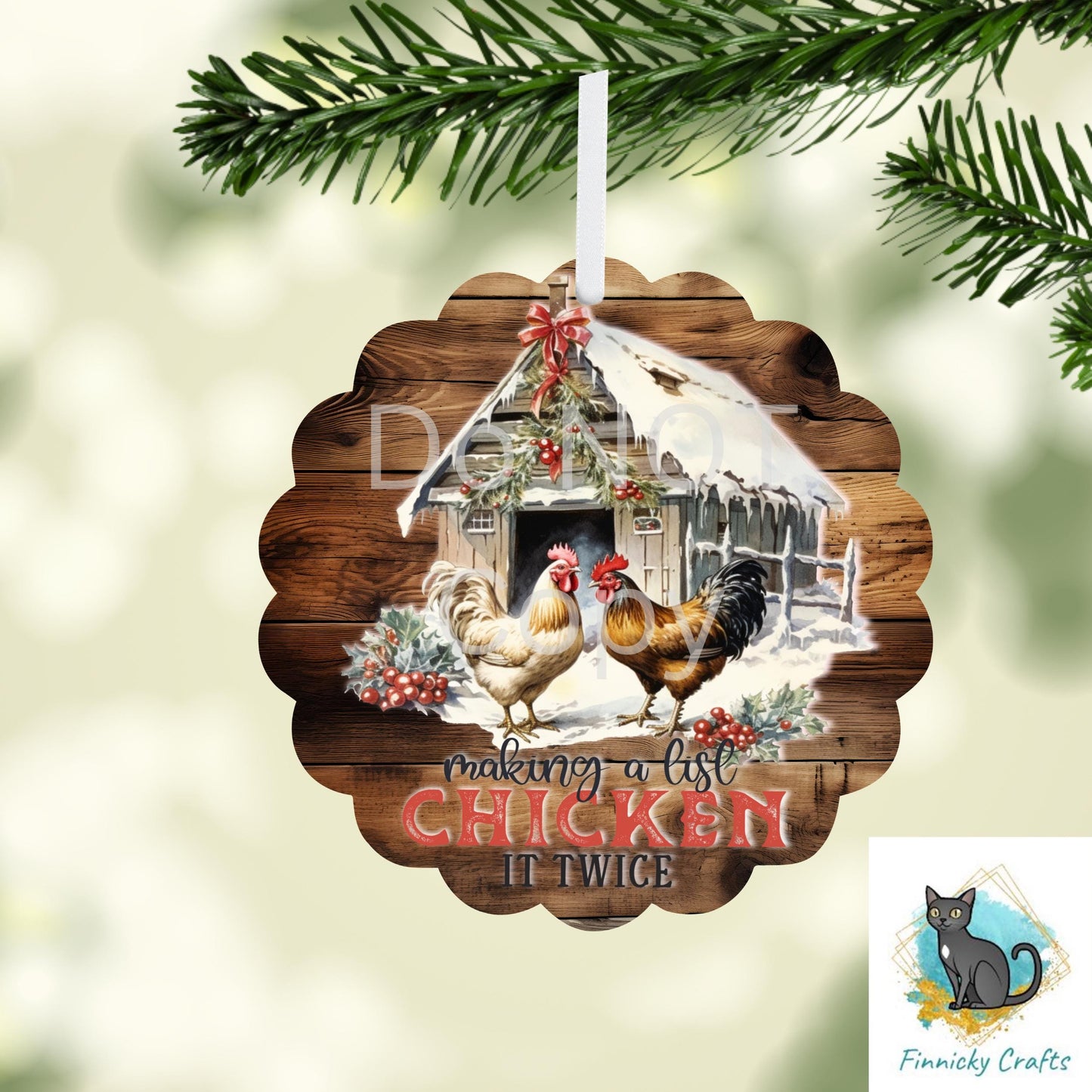 Scallop Blank, Making a List Chicken it Twice, Sign, Sublimation, Digital, PNG, Design, Acrylic, Nightlight, Ornament