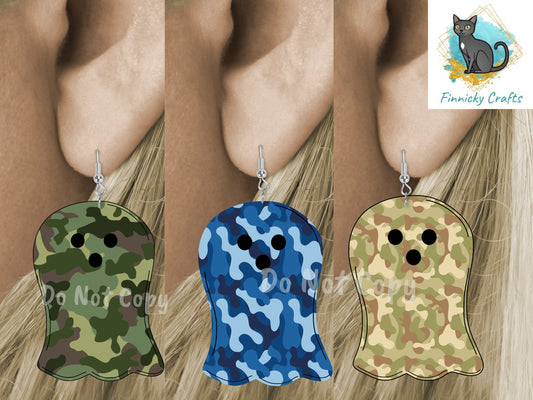 Ghosts Bundle, Sublimation, Camouflage Ghosts Digital, PNG Design, Earrings, Wall Decor, Door Hanger