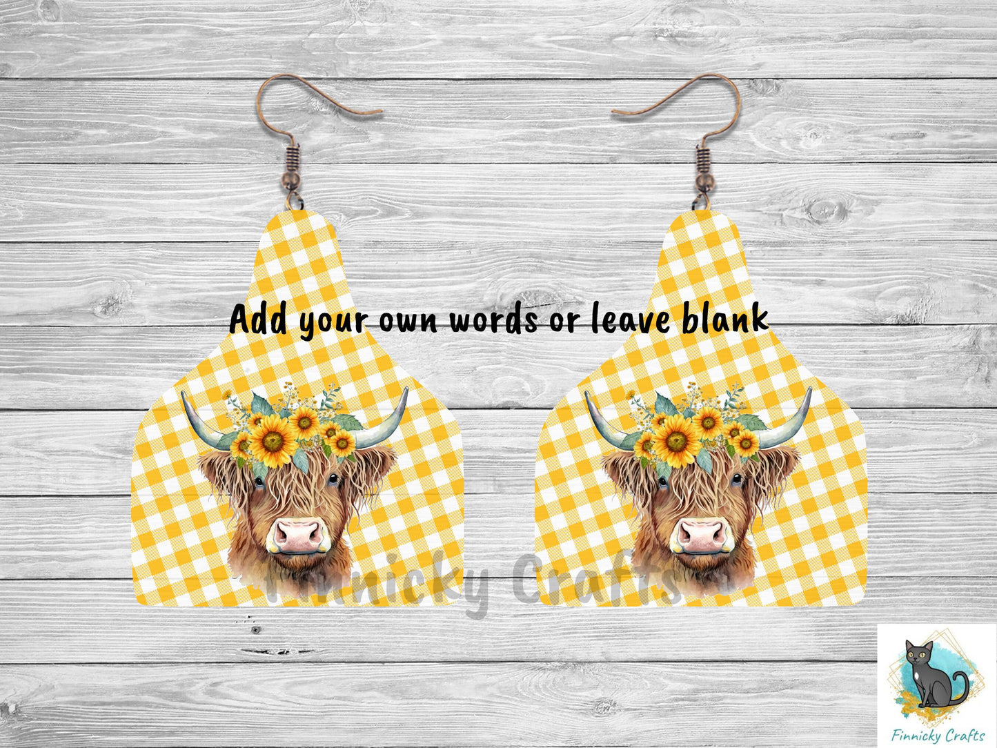 Customizable Highland Cow Tag Shape  png - Sublimation Designs Wall Hanger - Earring Png - Cow Tag Download
