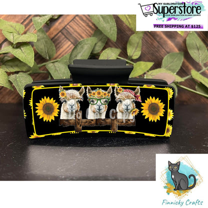 Cute Alpaca Trio/Sunflower Large hair clip, small hair clip, earrings, sublimation, png