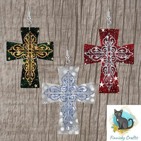 Christmas Cross, Bundle, Sublimation, Digital, PNG Design, Download for Earrings, Wall Decor, Door Hanger, Keychain