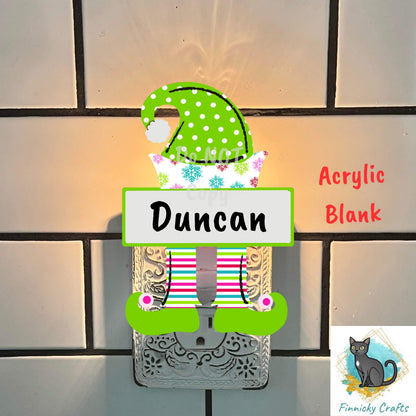 Green Red Elf Sign Tag - Customizable, Christmas Ornament, Christmas Tag, Nightlight, Sublimation, Digital, PNG, Design, MDF and Acrylic