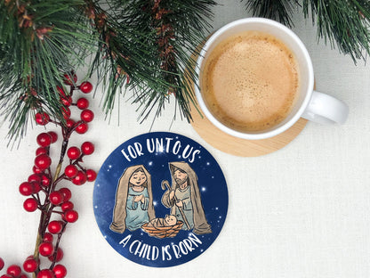 Christmas Nativity Creche Mary Joseph Round Sign - T-shirt - Hat - Pillow - Apron - Coaster - Cup - Bag Design - Digital Download
