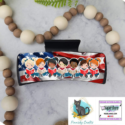 Reading, America, Kids, Diversity, Large hair clip, small hair clip, sublimation, png