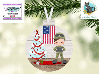 Bulb, Bobber, Military, Army, Christmas, Digital, PNG, Download, Ornament, Sublimation, Coaster, Round, Christmas, Badge Reel