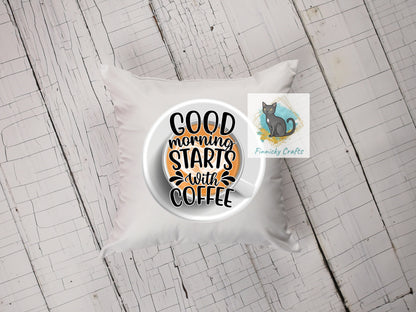 Good Morning Starts with Coffee Round Sign - T-shirt Design - Coasters - Digital Download