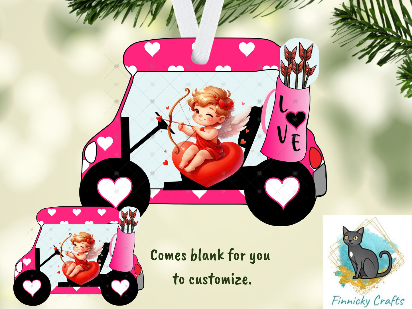 Cupid Golf Cart, Sublimation, PNG, Digital Download, Door Hanger, Decoration, Ornament