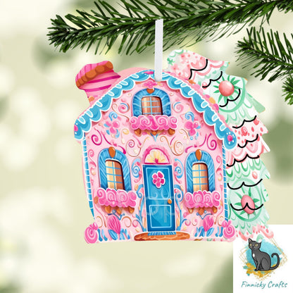 Gingerbread house with tree - Christmas Sublimation Design PNG Graphic Clip Art Digital Download