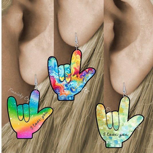 I love you sign language bundle, earrings, Sublimation, Digital Design, PNG, Download, Decoration, Door Hanger, Ornament, MDF, Acrylic