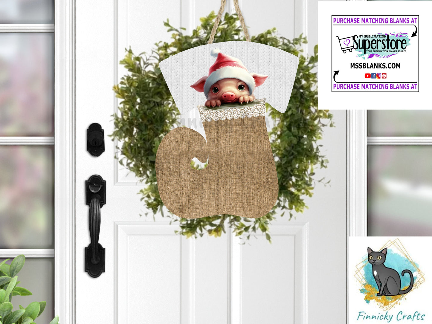 Swirl Stocking Design, Burlap, Peeking Animals, Highland Cow, Pig, Donkey, Christmas, Sublimation, Digital Design, PNG, Earring, Ornament