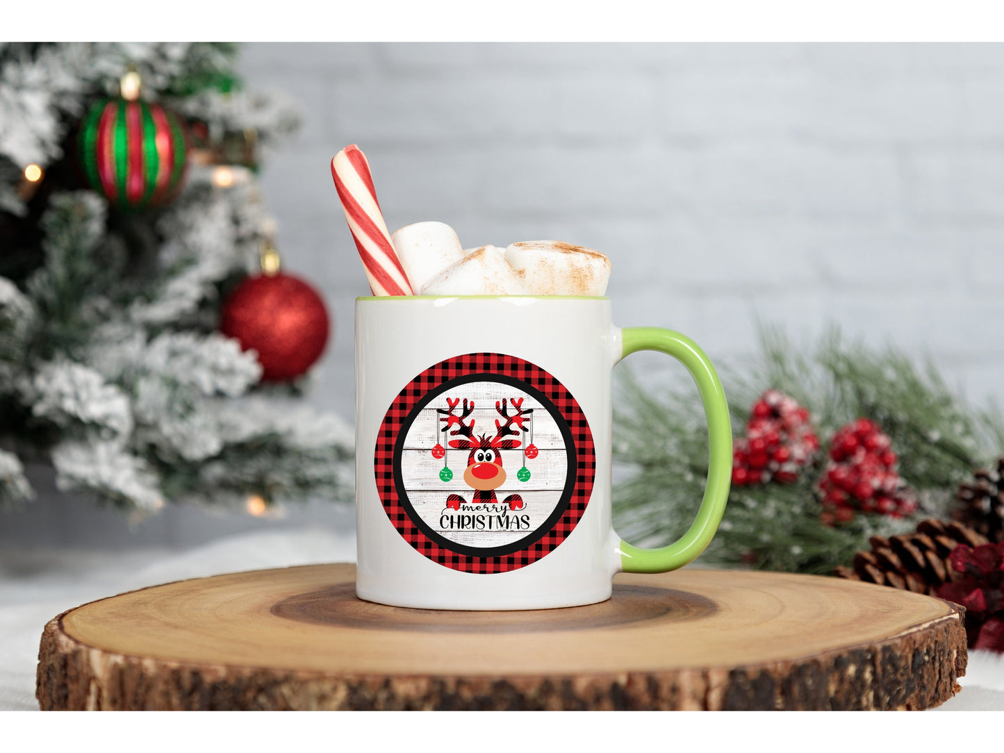 Merry Christmas Moose Round Sign - T-shirt - Hat - Pillow - Apron - Coaster - Cup - Bag - Ornament Design - Digital Download