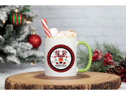 Merry Christmas Moose Round Sign - T-shirt - Hat - Pillow - Apron - Coaster - Cup - Bag - Ornament Design - Digital Download