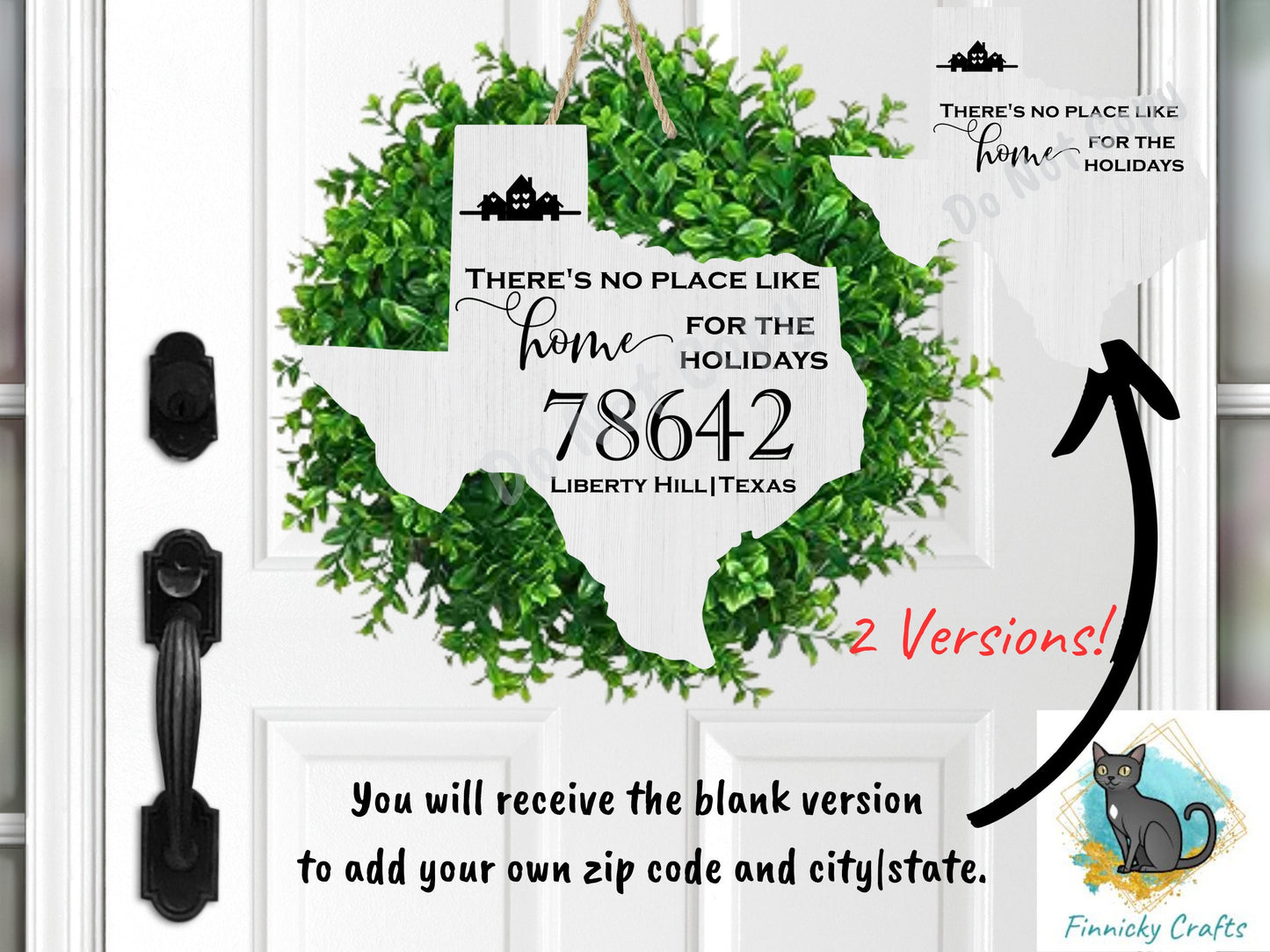 Customizable Texas State Shape, Home for the Holidays, 2 versions, Zip Code, Sublimation, PNG, Digital Download, Door Hanger, Ornament