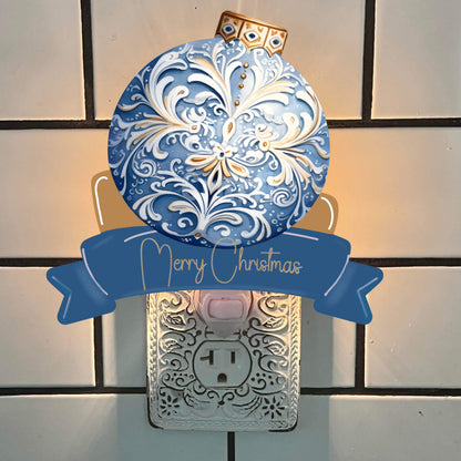 Fishing bulb, Ornate Blue Christmas ornament, Customizable, Personalize, Sublimation, Digital, PNG, Design, Download Only, Night Light