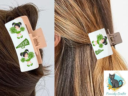 Cheerleading green white hair clip Bundle - Blonde, Brunette, Black hair png - Digital Design - Download, Sublimation - Small and large