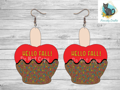 Caramel Apple Fall Autumn Sublimation Design png - Hello Fall and Blank