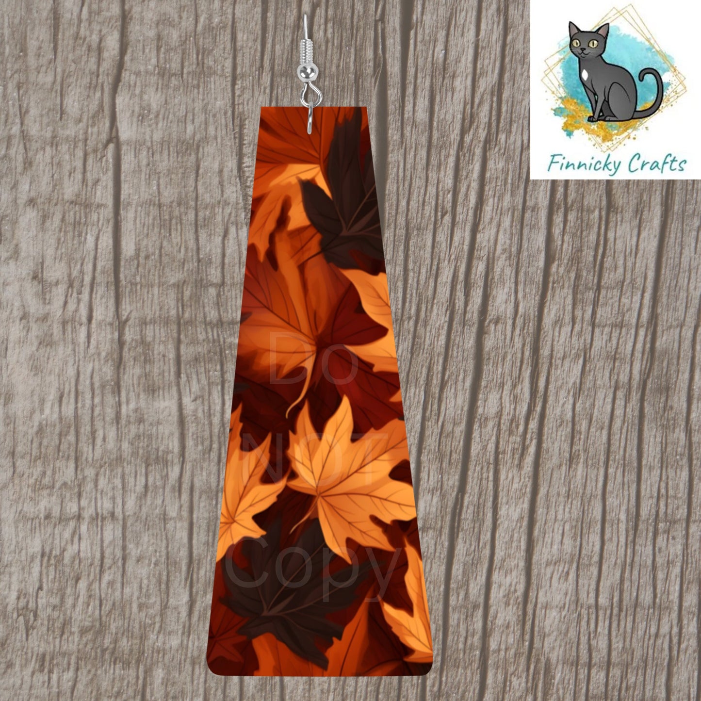 Modern Bar, Dark Maple Leaves, Fall Sublimation, PNG Digital Design, Earrings, MDF, Acrylic