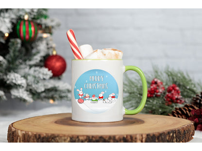 Merry Christmas Rabbits and Cow Round Sign - T-shirt - Hat - Pillow - Apron - Coaster - Cup - Bag - Ornament Design - Digital Download