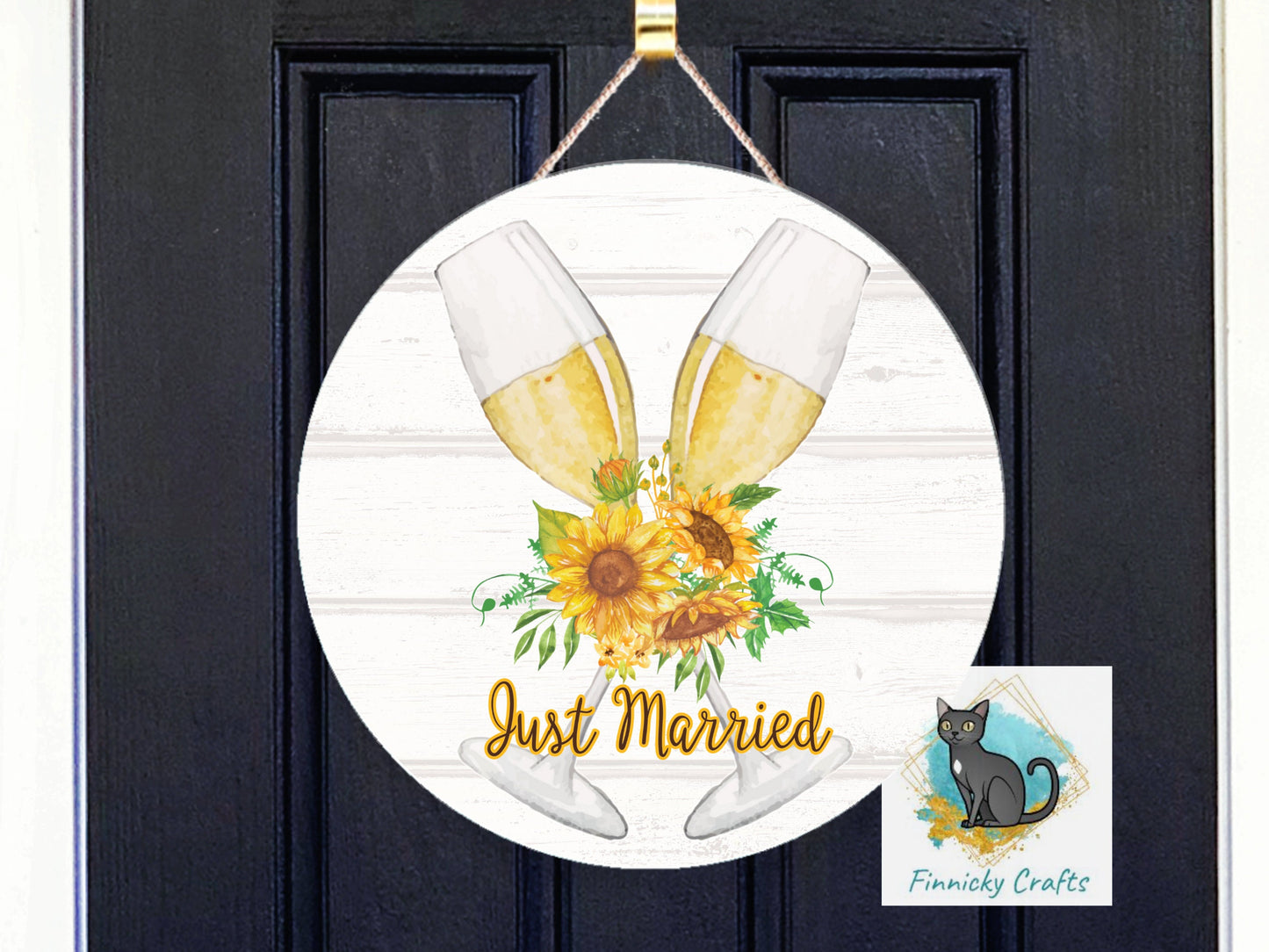Rustic Just Married Sublimation Design  - Round Sign - T-shirt Design - Digital Download