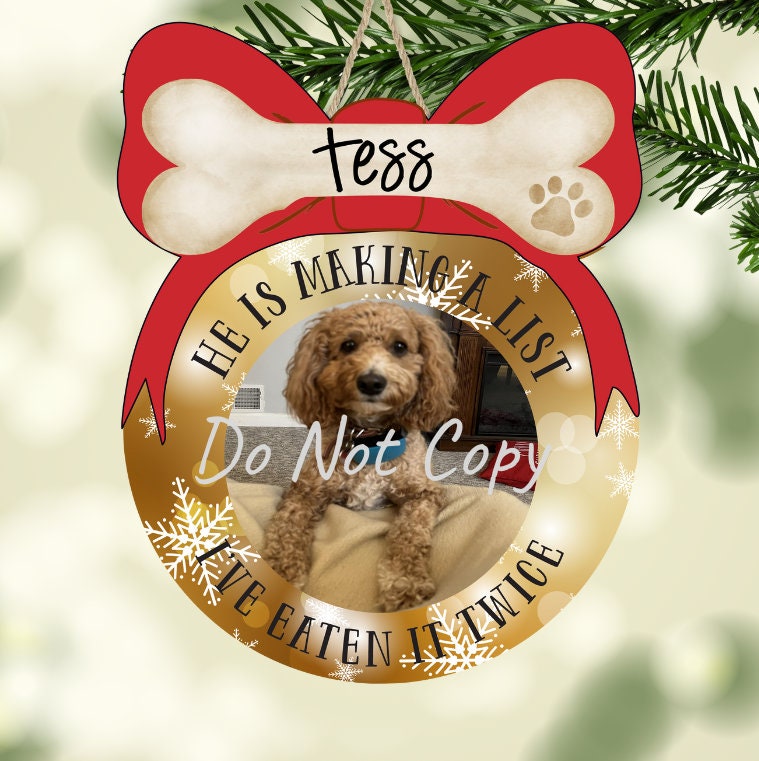 Customizable Ball with bow; Santa's naughty list, dog ate list Christmas, sign, Ornament png