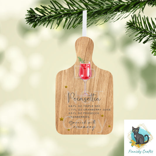 Poinsettia Drink Recipe Cutting Board, Digital, PNG, Design, Download, Door Hanger, Ornament, Home Decor, Tray