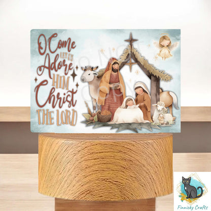 Nativity Rectangle Light Base,  Nightlight, Decoration, Sublimation, Digital, PNG, Design, Download, Baby Jesus, O Come Let Us Adore Him